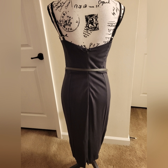 Venus ~ Black Bodycon Dress w/Faux Leather Details - Picture 3 of 5